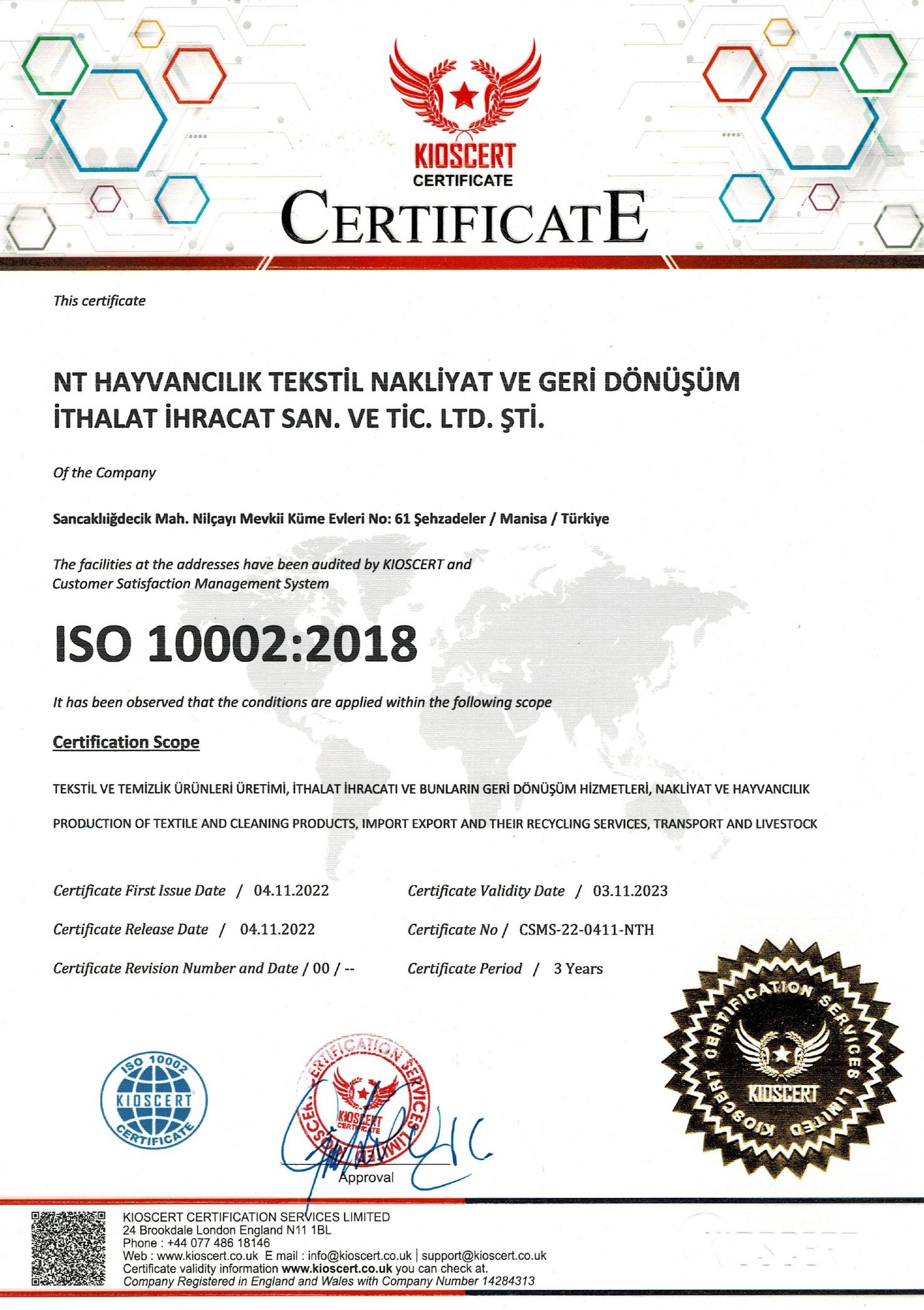 Natural Ticaret sertifika