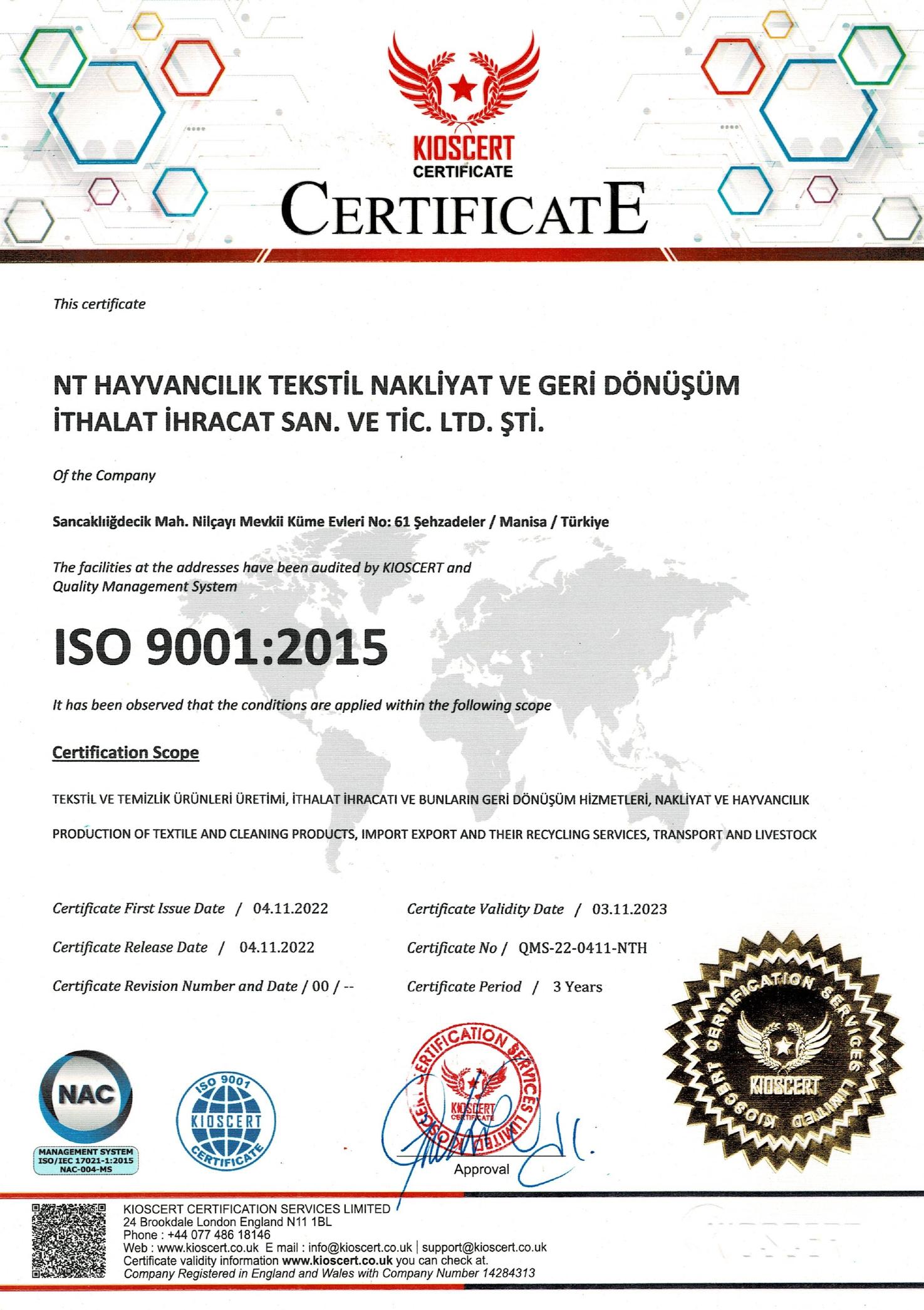 Natural Ticaret kurumsal belge